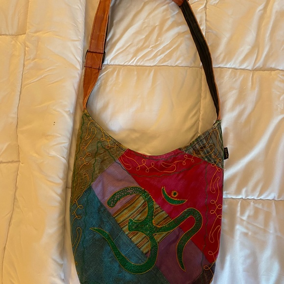 Bohemian Multicolor Shoulder Bag with Om Design - Picture 2 of 11